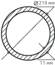 Труба нержавеющая 219х11 мм.  10Х17Н13М2Т бесшовная, круглая, матовая