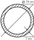 Труба нержавеющая 76х7 мм.  10Х17Н13М2Т бесшовная, круглая, матовая
