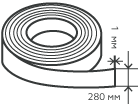 Лента нержавеющая 1х280 мм.  12Х18Н10Т нагартованная, мягкая